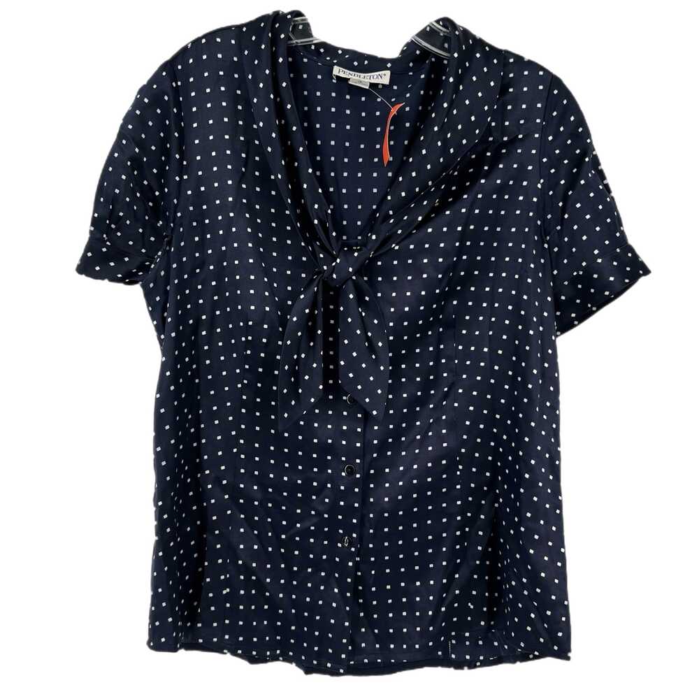 Pendleton Blue Polka Dot Silk Cotton Button-Up Shirt | Size 12